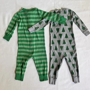 Hanna Andersson One-piece Pajamas 18-24 Months Green Stripe & Pine Trees 80 cm - Picture 1 of 14