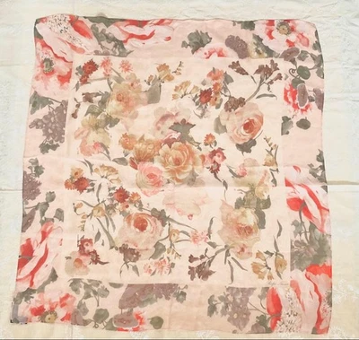 Ralph Lauren Bufanda Seda 100% Patrón Floral Rosa 85×90cm de Japón Foto 1 de 4