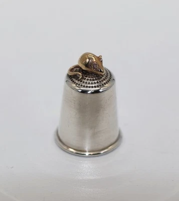 Dedal de ratón y queso vintage de plata esterlina novedoso con sello Londres 1985 Foto 1 de 4