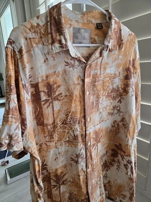 Camisa Margaritaville Jimmy Buffett Mezcla Seda Hawaiana XXL Naranja Tropical Foto 1 de 4