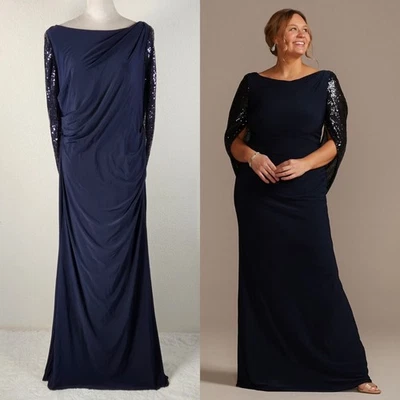 Шикарный темно-синий официальное платье вечернее платье размер 18 Олег Cassini - Изображение 1 из 4