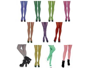 Striped Tights Sexy Fun Blue Green Pink Orange Purple Pink Red White Yellow 7100 - Picture 1 of 26