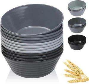 Cereal Bowls 36 OZ, Set of 12 Unbreakable Wheat Straw Plastic Serving Snack Bowl - Picture 1 of 2