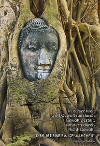 Tarjeta de arte - El Buda y el árbol "La violencia nunca es saciada por la violencia" - Imagen 1 de 1