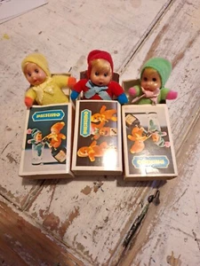 Vintage Matchbox Baby, Babies, Yellow, Red And Green Pierino Doll 1970s, 3 Boxes - Picture 1 of 20