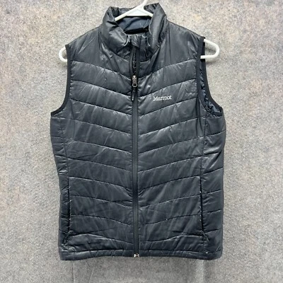Chaleco acolchado Marmot para hombre pequeño negro cremallera completa acolchado relleno de cremallera a presión 800 plumón Foto 1 de 4