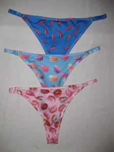 Shein 3pk food print thong panties S chilis/cookies/doughnuts nip vaporwave 80s - Picture 1 of 2