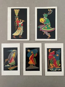 Five rare Vintage 1970s folk art on card from Bolivia - Bild 1 von 8