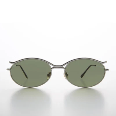 Gafas de sol con marco óptico ovaladas plateadas raras de colección de los años 90 - Destino Foto 1 de 3