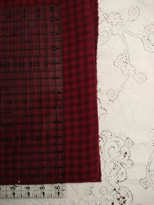 Red on Red Gingham Check Design Midweight Wool Fabric 16" Long x 58" Wide - Image 1 of 4