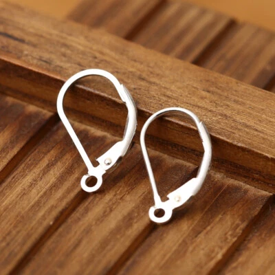 925 Sterling Silver Open Leverback Earring Plain Lever Back for Ear Jewelry - Image 1 of 4