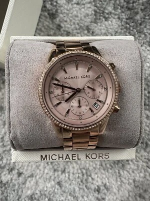 Relógio feminino Michael Kors cronógrafo Ritz aço inoxidável ouro rosa - Imagem 1 de 4
