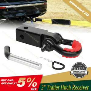 2" inch Trailer Shackle Hitch Receiver 3/4" D-Ring Tow Hook Winch Receiver - Picture 1 of 8