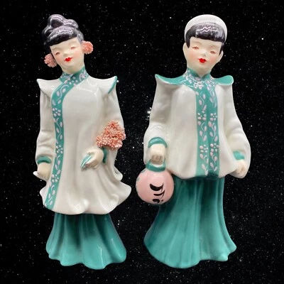 Pair Of Florence Ceramics Pasadena California Asian Man & Woman Figurines - Image 1 of 4