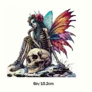 Skeleton Fairy On Skull Sticker  - Picture 1 of 1