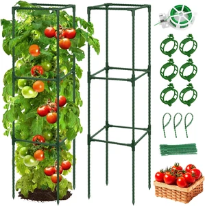 1 Pack 48" Tomato Cage for Garden, Heavy Duty Adjustable Plastic Coated Steel Pi - Picture 1 of 7