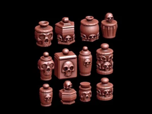 Frascos de calavera de resina escala 12x 28 mm/1:56 brocas de base - Imagen 1 de 3