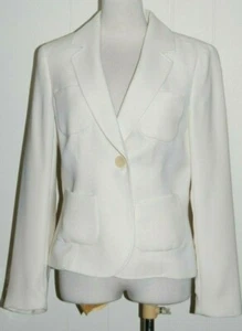 Alex Garfield Ivory 'Shaped 4 Pocket' Single Button Front Lined Blazer Jacket 4 - Picture 1 of 3