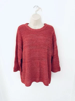 Marks & Spencer Classic Red Mix Textured Knit Jumper - UK 20 - Image 1 of 4