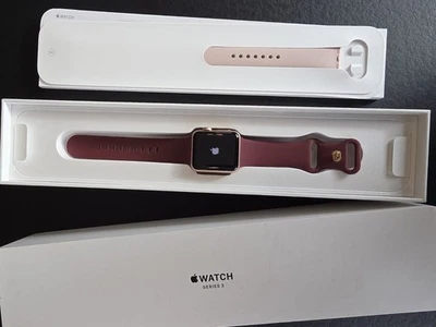 Apple Watch Series 3 - 38mm Case Gold Aluminium Sport Band Purple Model A1858 - Image 1 of 4