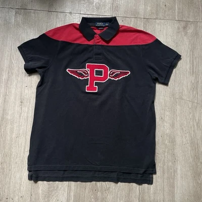 Polo de malla con parche "P" para hombre POLO RALPH LAUREN ajuste personalizado universitario talla L Foto 1 de 4