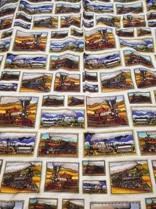 VTG Dan Morris Hi Fashion Fabrics Train Fabric Panel 71"x44" OOP Quilting - Picture 1 of 3