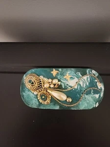 Vintage handgefertigte maßgefertigte rote Gürtelschnalle von Johnny Polk signiert türkis  - Bild 1 von 2