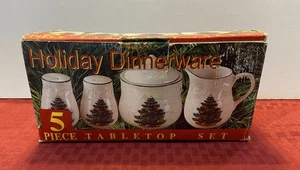 Holiday Dinnerware Creamer, Sugar w/Lid, Salt & Pepper  Tabletop Set - Picture 1 of 8