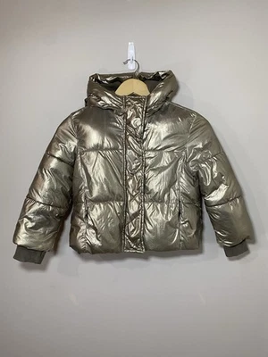 GAP Kids XSMALL 金属青铜金色缓冲外套夹克连帽羊毛风暴袖口 — 第 1/4 张图片