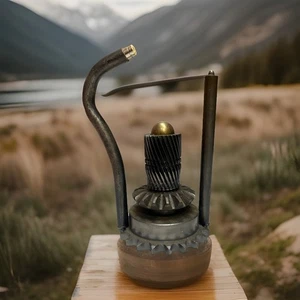 Große 8" Steampunk Metall Zahnrad Kunst Skulptur auf Sockel Industrie Dekor - Bild 1 von 12