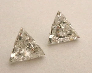 MATCHED PAIR OF F SI1 EARTH MINED TRILLION CUT DIAMONDS 0.47CTW FREE SHIPPING - Picture 1 of 3