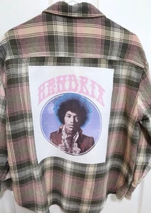 Camicia personalizzata HENDRIX Jimi opera d'arte grafica flanella donna L - Foto 1 di 4