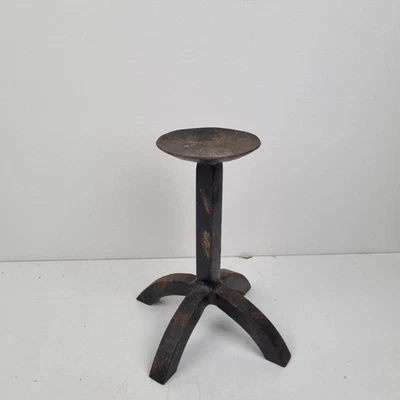 bougeoir, chandelier, brutaliste, fer forgé, Art Populaire, Hauteur 23 Cm - Photo 1/4