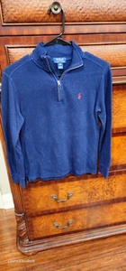 Boys Ralph Lauren Polo  Navy Blue Quarter Zip Pullover  Size 10-12 - Picture 1 of 1