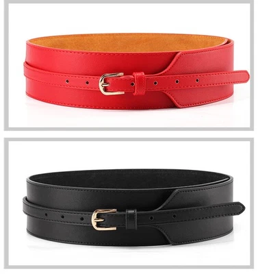 Waist Belt Real Leather Pin Buckle Dress Waistband Women Fashion Elegant Wide UK