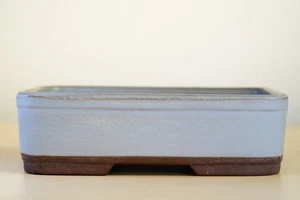 Japanese Bonsai Pot 6.1"(15.4cm) Blue Glazed Rectangle Y966 - Picture 1 of 10