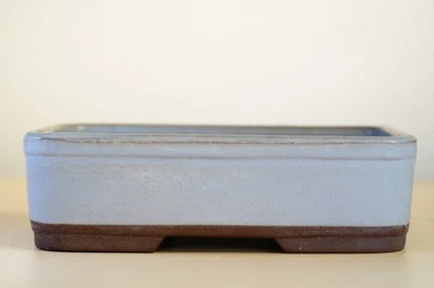 Japanese Bonsai Pot 6.1"(15.4cm) Blue Glazed Rectangle Y966 - Image 1 of 4
