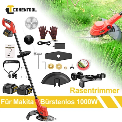 1000W Akku-Rasentrimmer Bürstenlos Freischneider Motorsense 9 Zoll 4.0Ah 2*Akkus - Bild 1 von 4