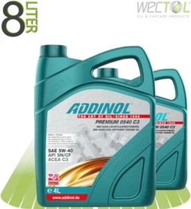 2x4 Liter Addinol Premium 0540 C3 5W-40 Motoröl für viele VW Audi MB BMW FIAT - Bild 1 von 1