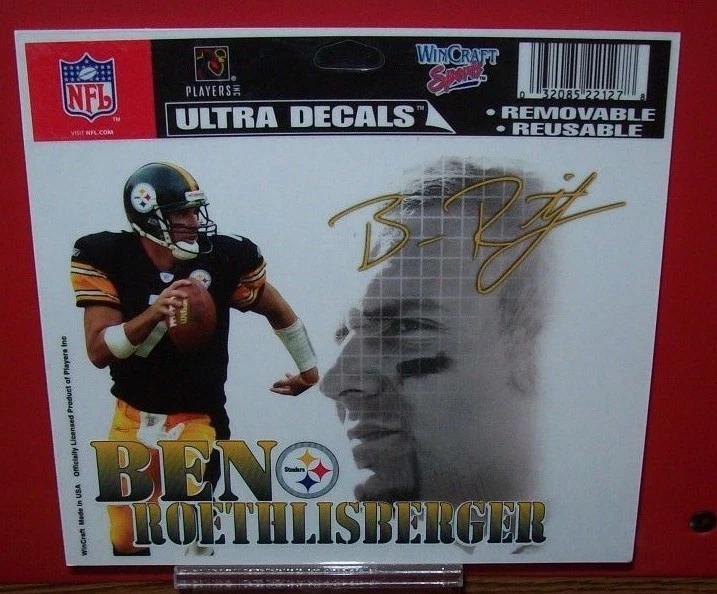BEN ROETHLISBERGER STEELERS WINCRAFT ULTRA CALCOMANÍA HOJA 5X6 Foto 1 de 1