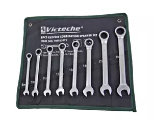 8 Pc Metric Ratcheting Combination Wrench Spanner 8-19mm 12 Point Tool Set - Picture 1 of 6