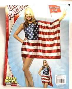 Rasta Imposta USA Flag Dress Patriotic Freedom Adult Costume Sz 4-10 - Picture 1 of 5