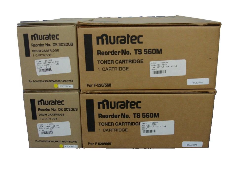 NEW SURPLUS GENUINE OEM MURATEC LOT OF 2 TS560M TONER DK2030US DRUM F- 520 F-560 - Image 1 of 4