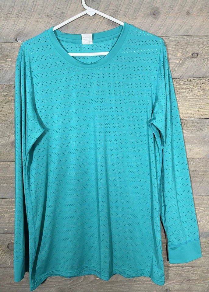 Camisa de manga larga Zyia Active Chill para mujer talla XXXL verde azulado ventilada Foto 1 de 4