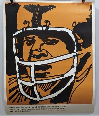 Póster de fútbol americano Henry V vintage 1970 litografía offset con respaldo de lino inspiración Foto 1 de 4