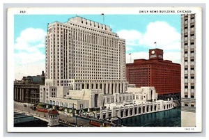 Postkarte: IL Daily News Gebäude, Trollies, Autos, Chicago, Illinois - unbesendet - Bild 1 von 2