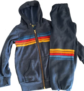 Aviator Nation Kids size 6 Sweatshirt + Sweatpants (set) navy rainbow stripe - Picture 1 of 7