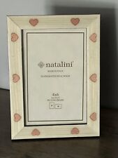 NATALINI WOOD MARQUETRY PINK HEARTS FRAME - 4 X 6 - NEW