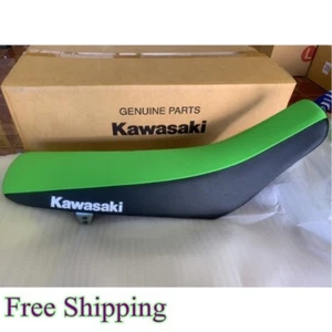 Seat Kawazaki KLX 140 G / RF Genuine Leather Passenger Motorcycle Green Black - Picture 1 of 6