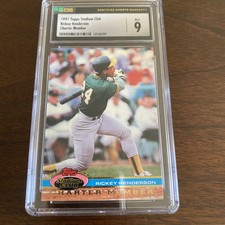 1991 Topps Stadium Club Rickey Henderson Charter Member CSG 9 Mint